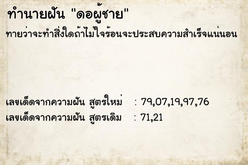 ทำนายฝัน ดอผู้ชาย  เลขนำโชค 