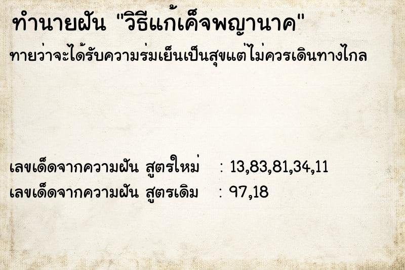 ทำนายฝัน วิธีแก้เค็จพญานาค