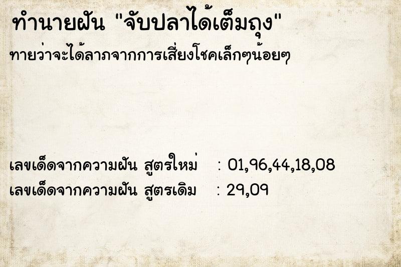 ทำนายฝัน จับปลาได้เต็มถุง