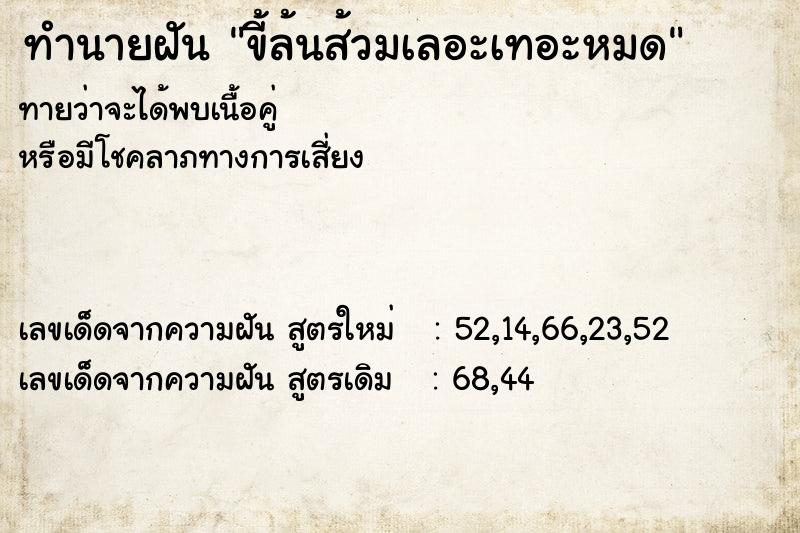 ทำนายฝัน ขี้ล้นส้วมเลอะเทอะหมด