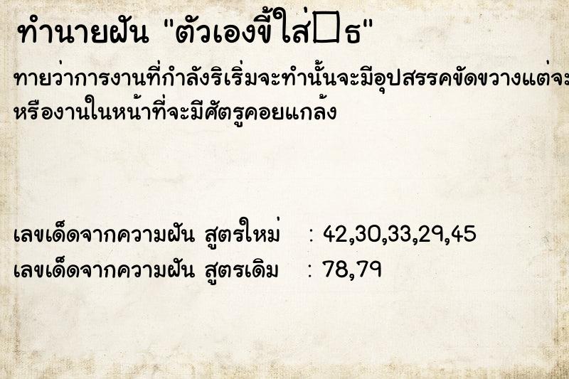 ทำนายฝัน ตัวเองขี้ใส่�¸