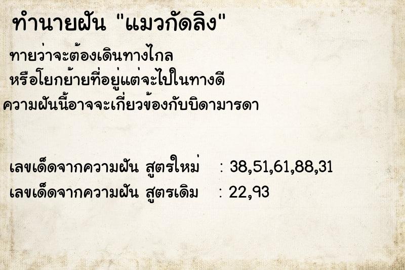 ทำนายฝัน แมวกัดลิง