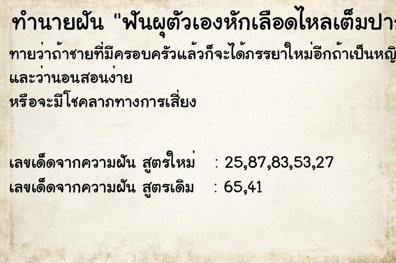 ทำนายฝัน ฟันผุตัวเองหักเลือดไหลเต็มปาก