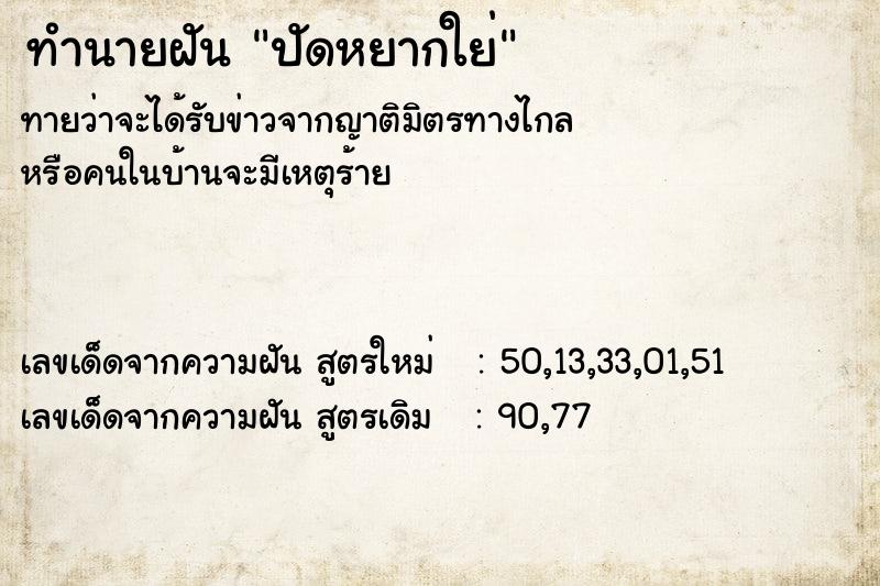 ทำนายฝัน ปัดหยากใย่