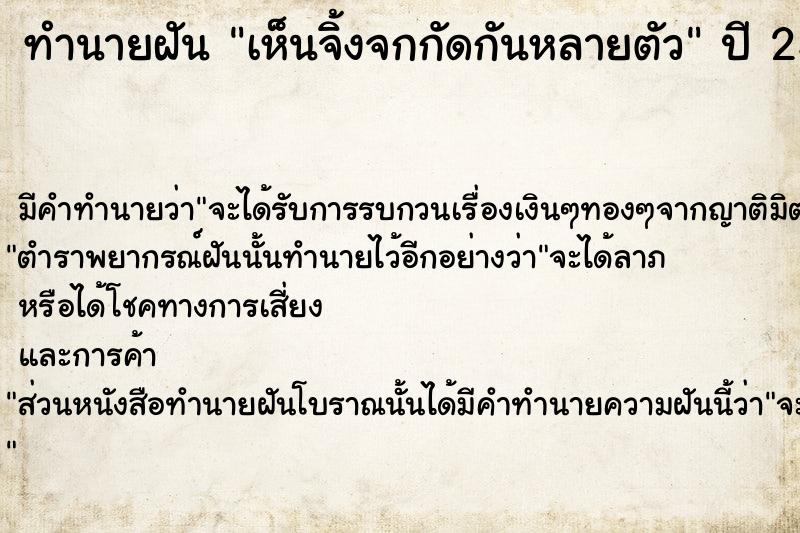 ทำนายฝัน เห็นจิ้งจกกัดกันหลายตัว