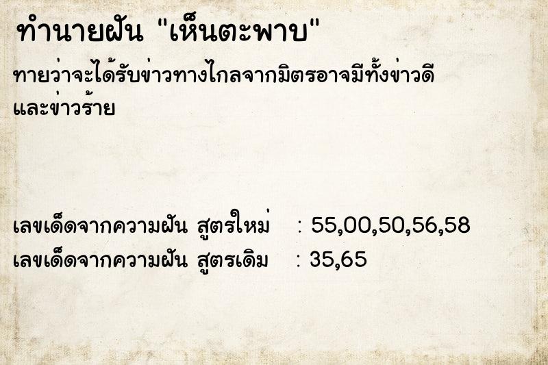 ทำนายฝัน เห็นตะพาบ