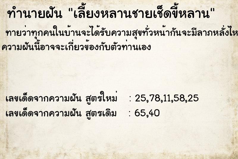 ทำนายฝัน เลี้ยงหลานชายเช็ดขี้หลาน