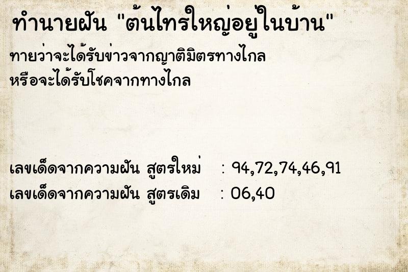 ทำนายฝัน ต้นไทรใหญ่อยู่ในบ้าน