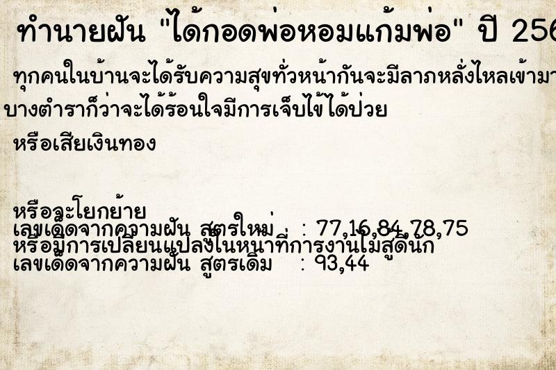 ทำนายฝัน ได้กอดพ่อหอมแก้มพ่อ