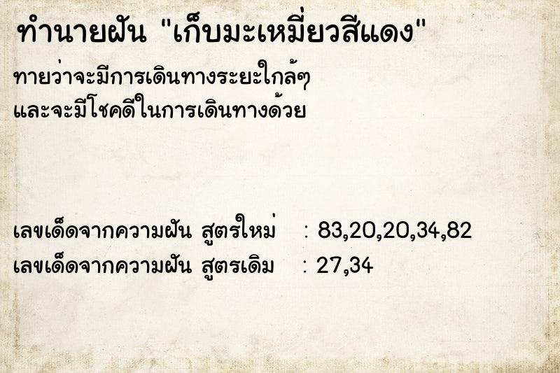 ทำนายฝัน เก็บมะเหมี่ยวสีแดง