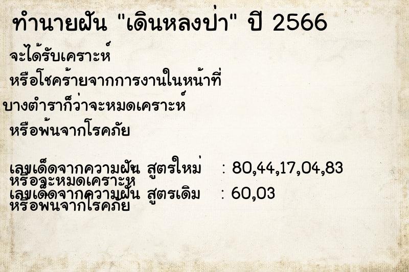 ทำนายฝัน เดินหลงป่า