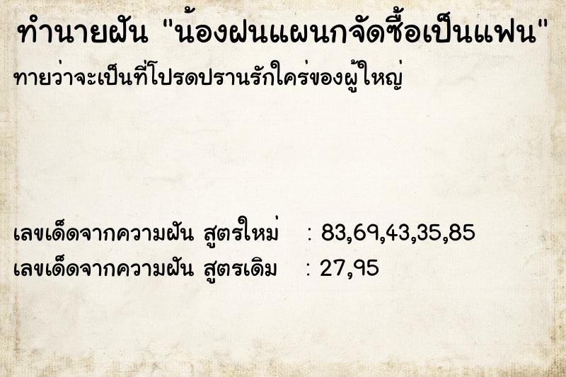 ทำนายฝัน น้องฝนแผนกจัดซื้อเป็นแฟน