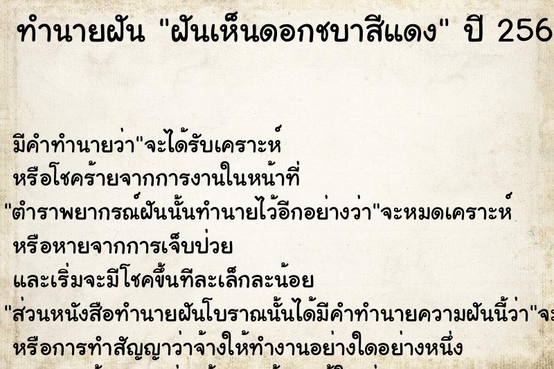 ทำนายฝัน ฝันเห็นดอกชบาสีแดง