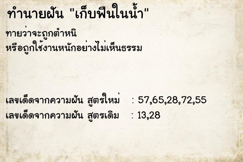 ทำนายฝัน เก็บฟืนในน้ำ