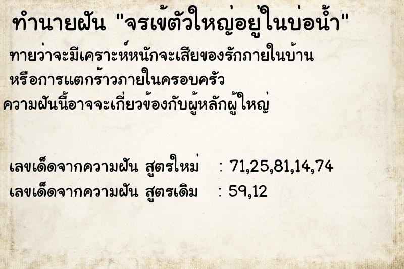 ทำนายฝัน จรเข้ตัวใหญ่อยู่ในบ่อน้ำ