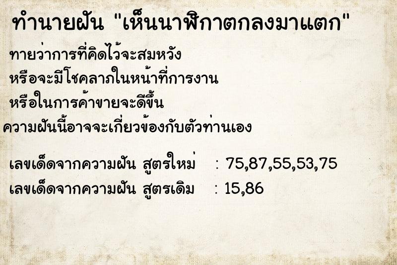 ทำนายฝัน เห็นนาฬิกาตกลงมาแตก