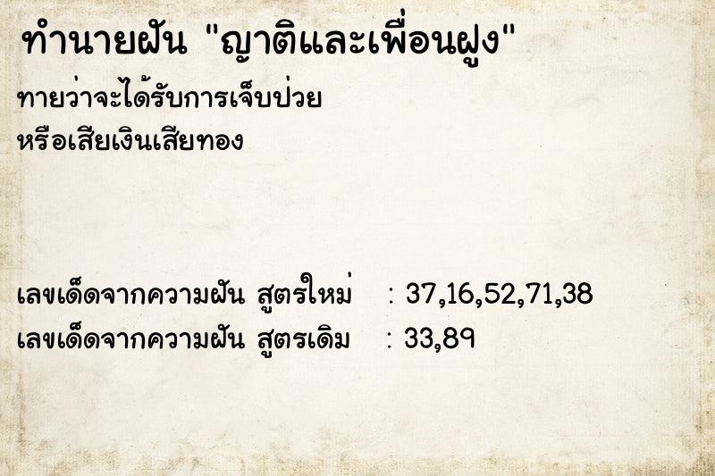 ทำนายฝัน ญาติและเพื่อนฝูง