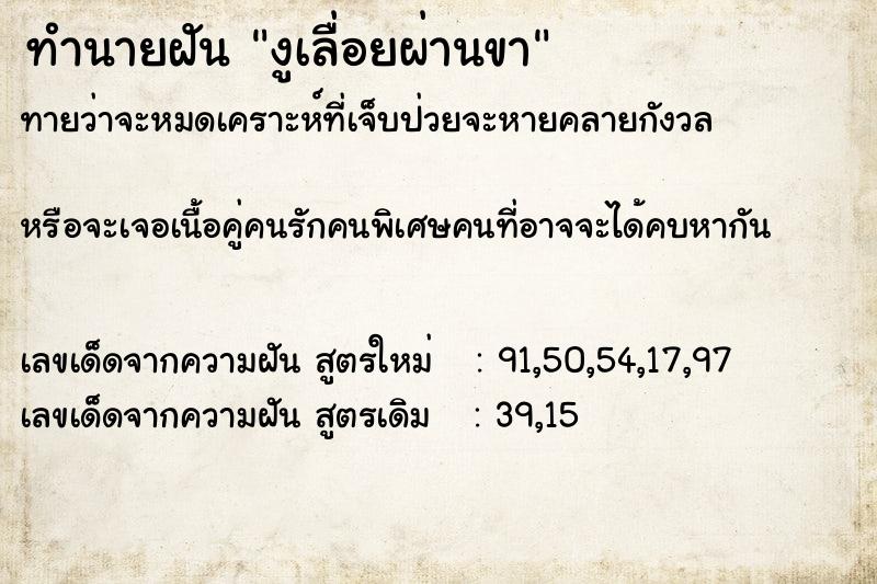 ทำนายฝัน งูเลื่อยผ่านขา