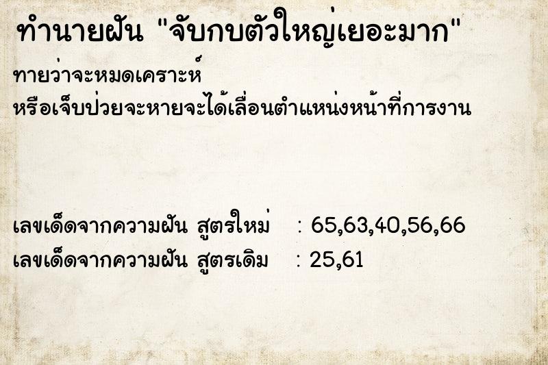 ทำนายฝัน จับกบตัวใหญ่เยอะมาก