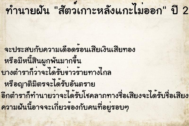 ทำนายฝัน สัตว์เกาะหลังแกะไม่ออก