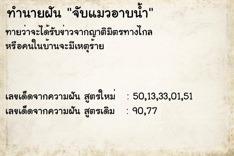 ทำนายฝัน จับแมวอาบน้ำ