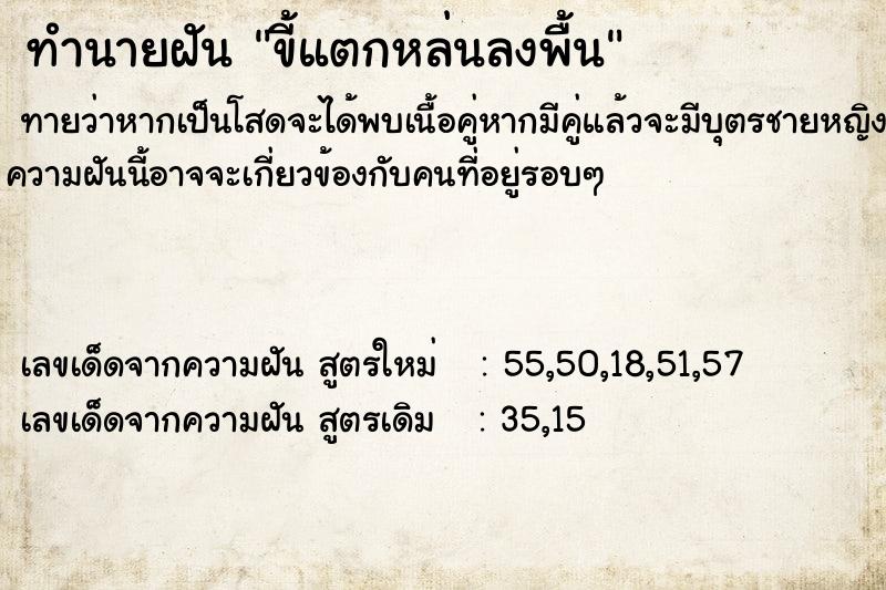 ทำนายฝัน ขี้แตกหล่นลงพื้น