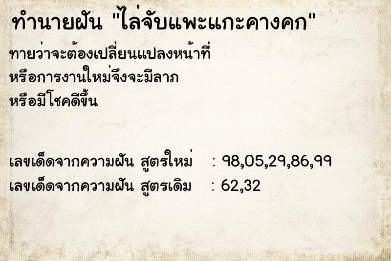 ทำนายฝัน ไล่จับแพะแกะคางคก