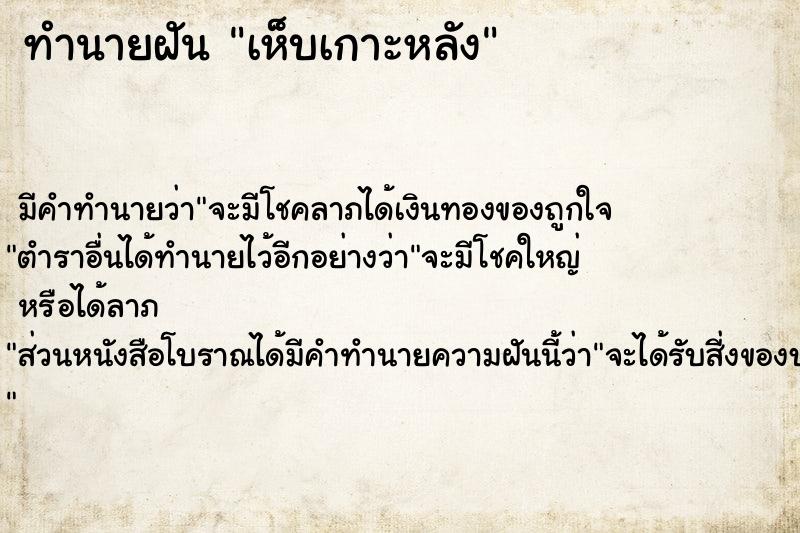 ทำนายฝัน เห็บเกาะหลัง