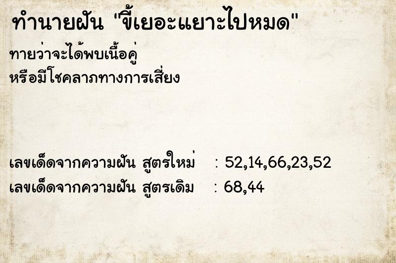 ทำนายฝัน ขี้เยอะแยาะไปหมด