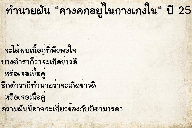 ทำนายฝัน คางคกอยู่ในกางเกงใน