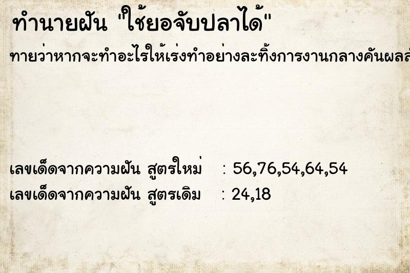 ทำนายฝัน ใช้ยอจับปลาได้