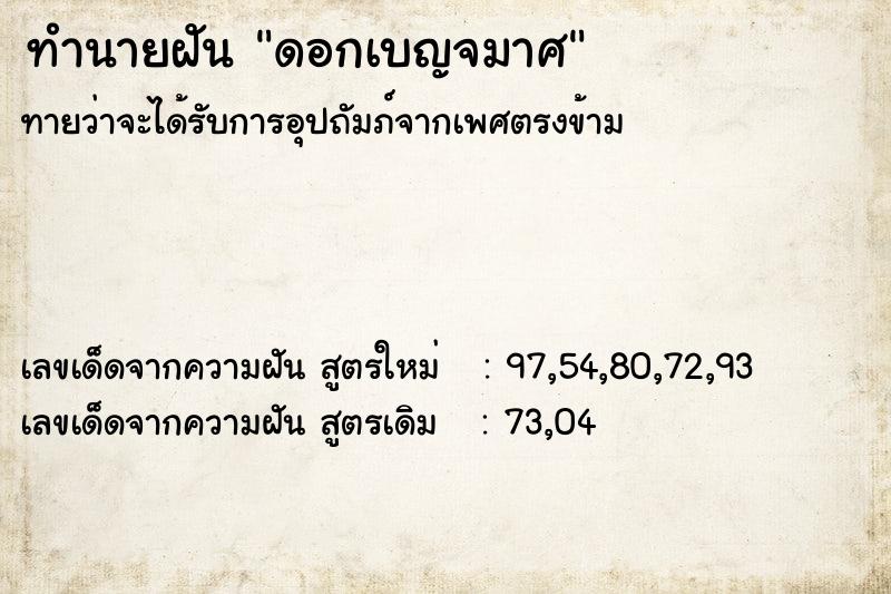 ทำนายฝัน ดอกเบญจมาศ