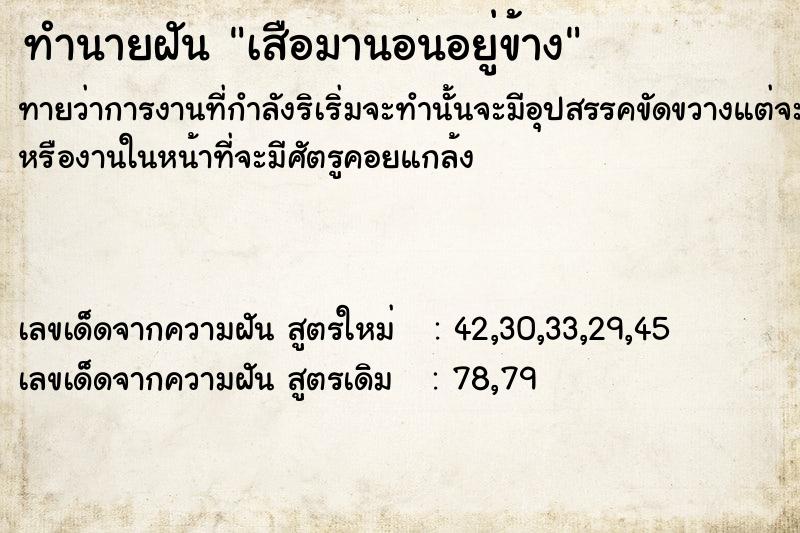 ทำนายฝัน เสือมานอนอยู่ข้าง