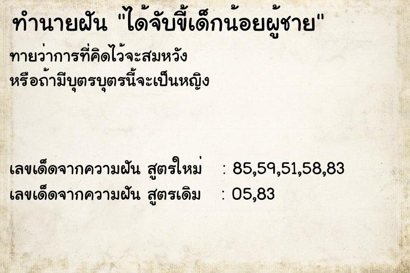 ทำนายฝัน ได้จับขี้เด็กน้อยผู้ชาย