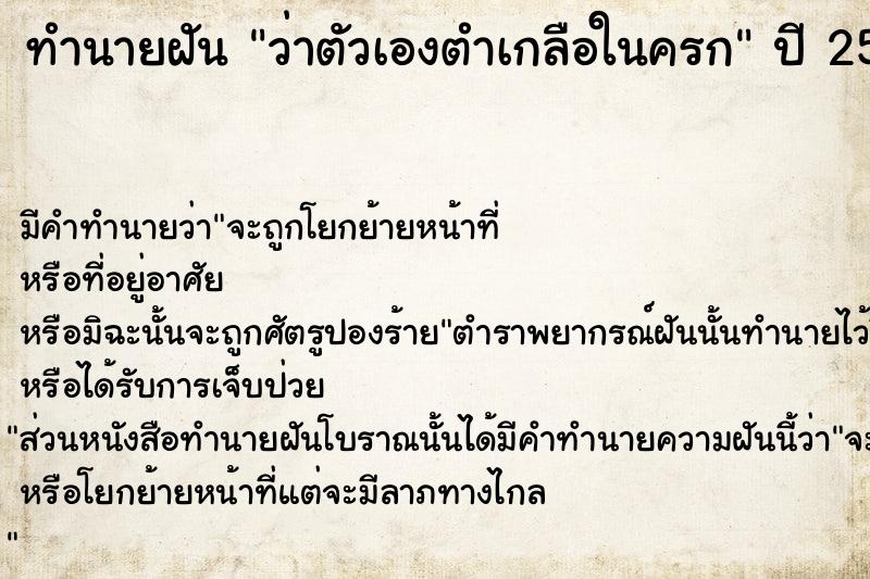 ทำนายฝัน ว่าตัวเองตำเกลือในครก