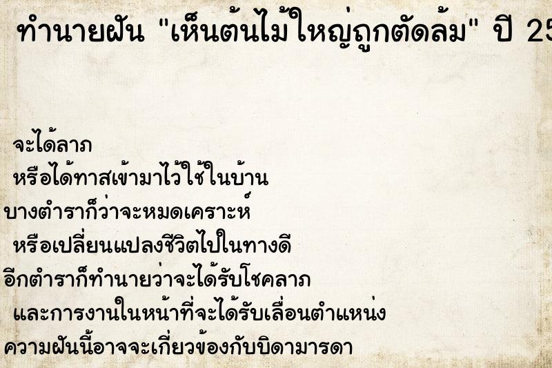 ทำนายฝัน เห็นต้นไม้ใหญ่ถูกตัดล้ม