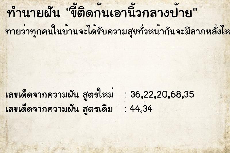 ทำนายฝัน ขี้ติดก้นเอานิ้วกลางป้าย  เลขนำโชค 