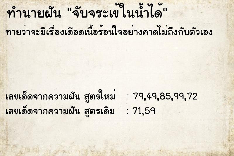 ทำนายฝัน จับจระเข้ในน้ำได้