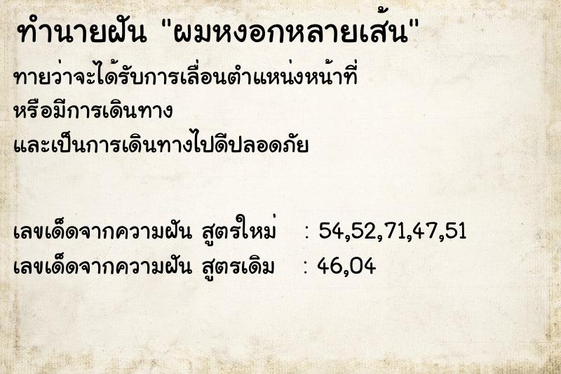 ทำนายฝัน ผมหงอกหลายเส้น