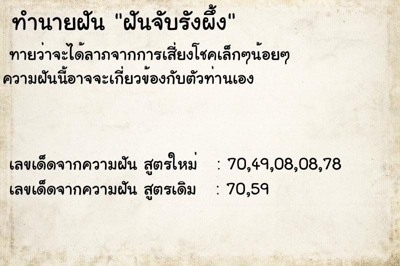 ทำนายฝัน ฝันจับรังผึ้ง