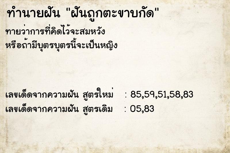 ทำนายฝัน ฝันถูกตะขาบกัด  เลขนำโชค 