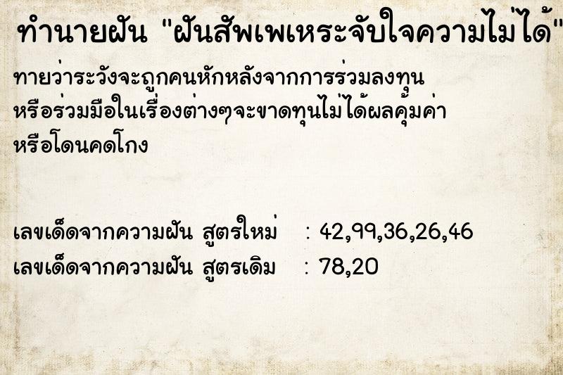 ทำนายฝัน ฝันสัพเพเหระจับใจความไม่ได้