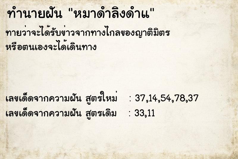 ทำนายฝัน หมาดำลิงดำแ