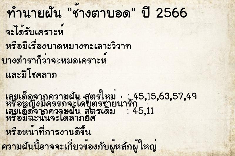 ทำนายฝัน ช้างตาบอด