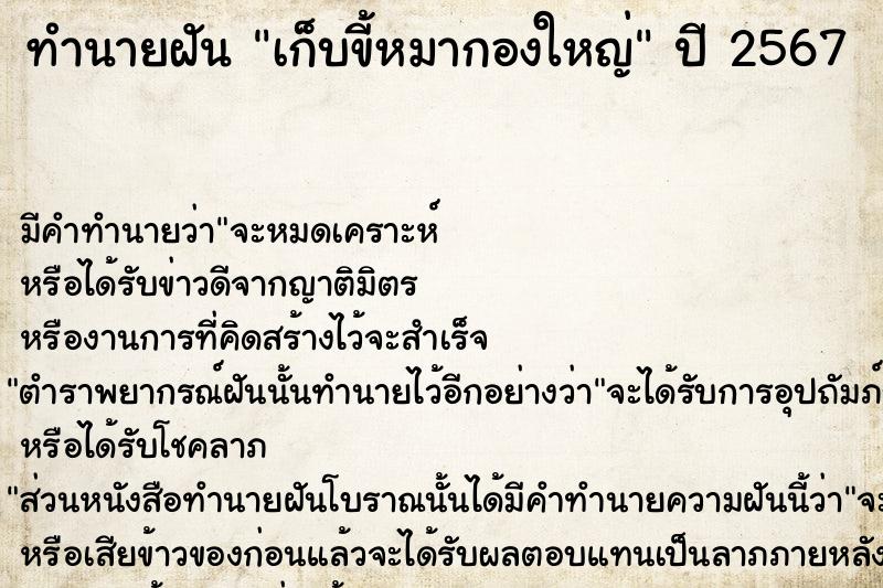 ทำนายฝัน เก็บขี้หมากองใหญ่