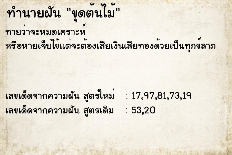 ทำนายฝัน ขุดต้นไม้