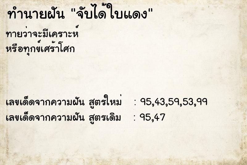 ทำนายฝัน จับได้ใบแดง