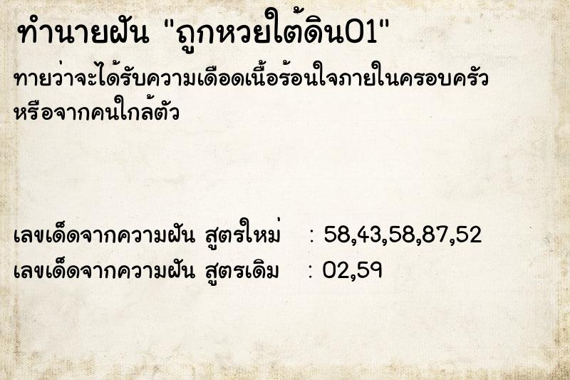 ทำนายฝัน ถูกหวยใต้ดิน01