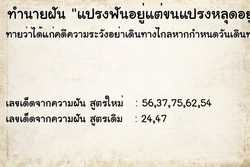 ทำนายฝัน แปรงฟันอยู่แต่ขนแปรงหลุดอยู่ในปาก