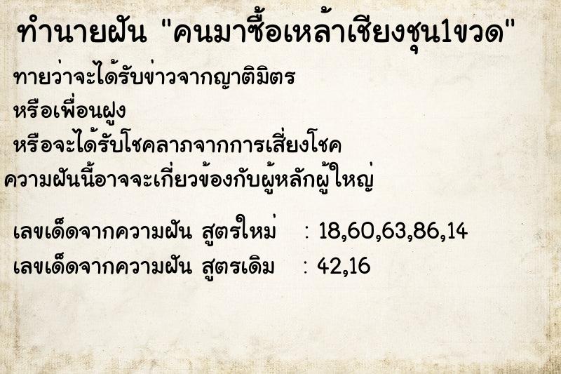 ทำนายฝัน คนมาซื้อเหล้าเชียงชุน1ขวด